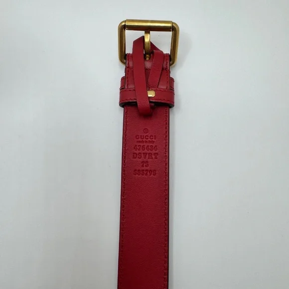 Gucci Marmont Oval Belt Bag Interlocking GG Quilted Leather Red Small 75 cm - Picture 12 of 16